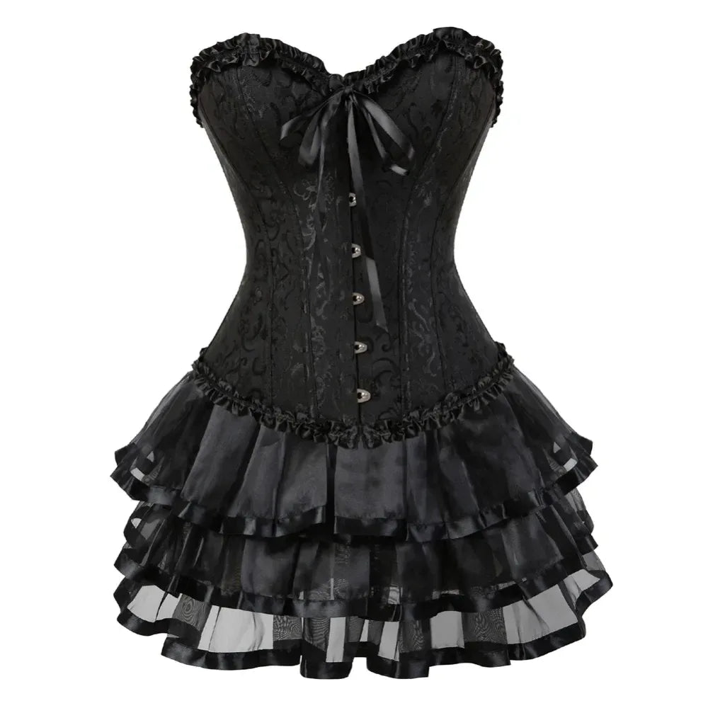 Plus Size Corset Dress & Tutu Skirt Set - Puppy's Aesthetics