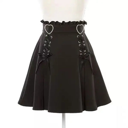 Gothic Heart High Waist Mini Bandage Skirt (Colors)