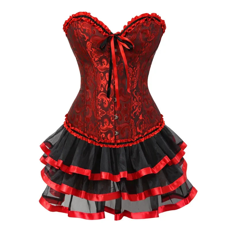 Plus Size Corset Dress & Tutu Skirt Set