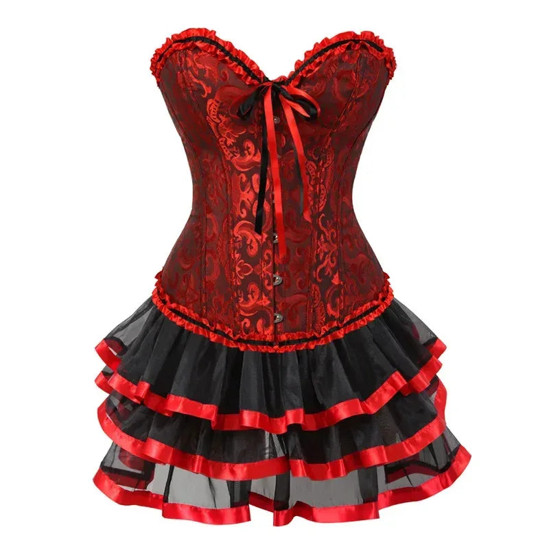 Plus Size Corset Dress & Tutu Skirt Set - Puppy's Aesthetics