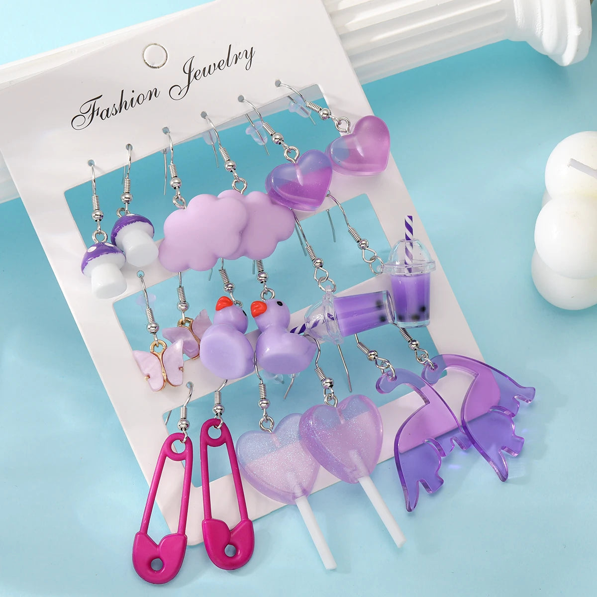 Cute Purple Kawaii Earrings