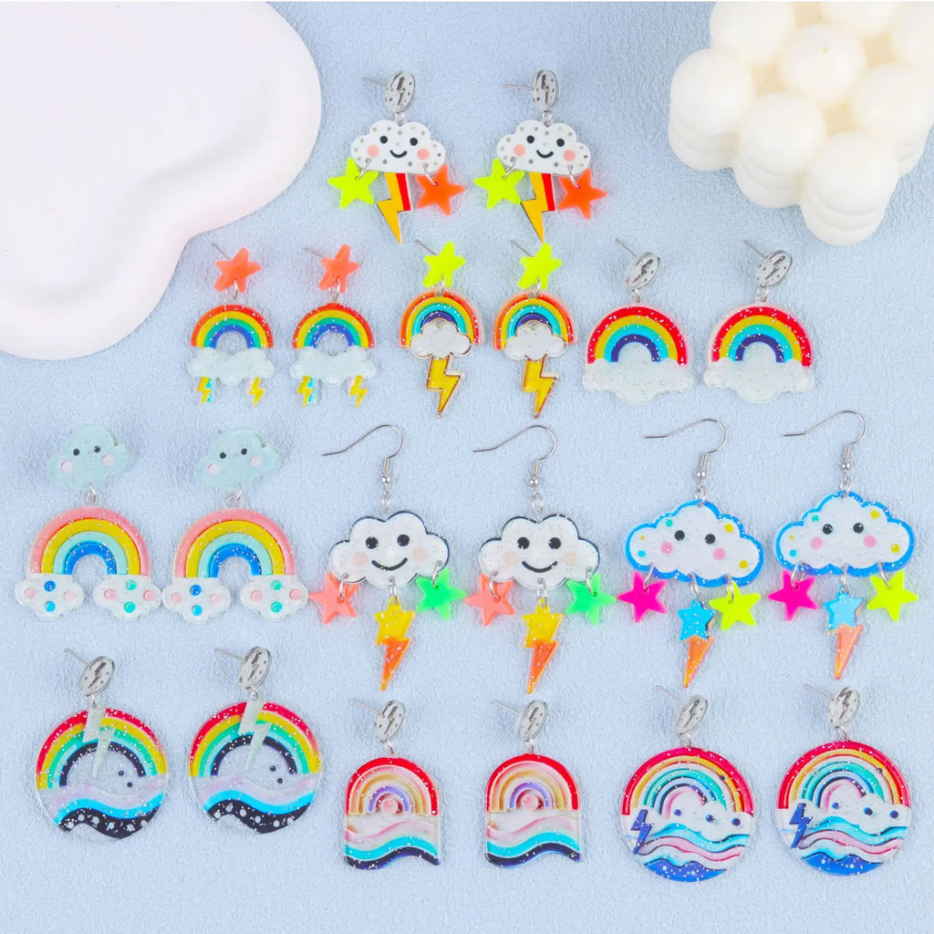 Stormy Skies Rainbow Drop Earrings (Colors) - Puppy's Aesthetics