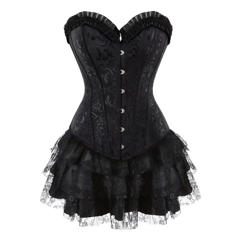 Plus Size Corset Dress & Tutu Skirt Set