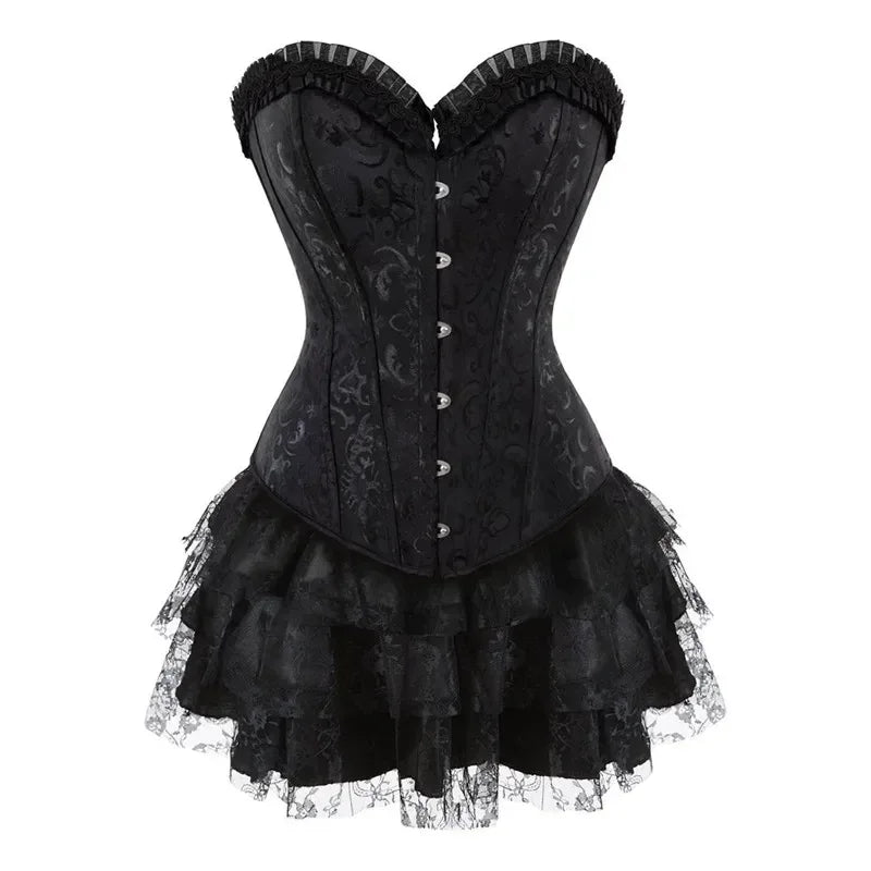 Plus Size Corset Dress & Tutu Skirt Set - Puppy's Aesthetics