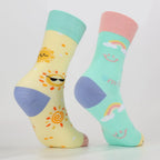 Smiley Rainbow Sky Mid-Calf Socks
