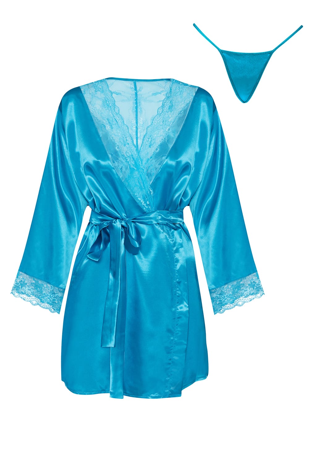 Sherie Satin Peignoir Robe (Turquoise)