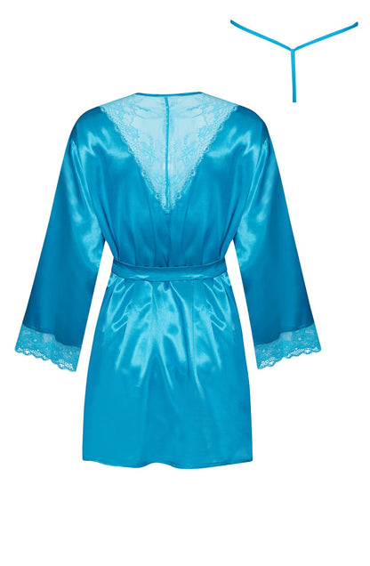 Sherie Satin Peignoir Robe (Turquoise)