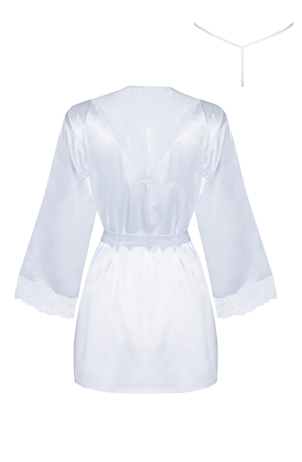 Sherie Satin Peignoir with Lace Details (White)