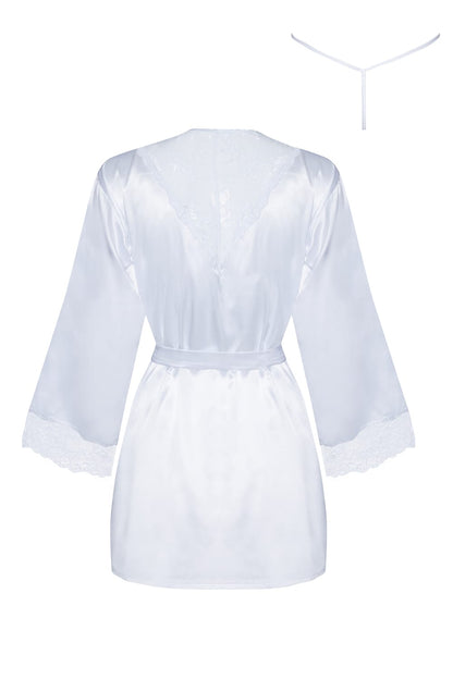 Sherie Satin Peignoir with Lace Details (White)