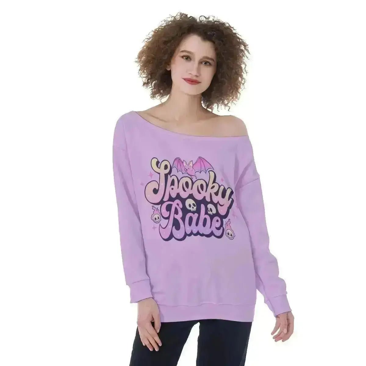 'Spooky Babe' Pastel Goth Shoulder Sweater Puppy's Aesthetics