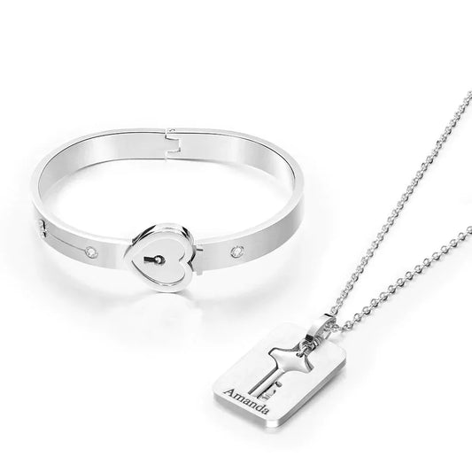 Custom Engraved Lock Bracelet & Key - Puppy's Aesthetics