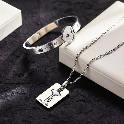 Custom Engraved Lock Bracelet & Key - Puppy's Aesthetics