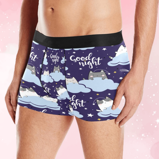 'Goodnight' Blue Kitty Briefs