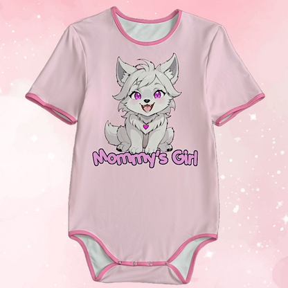'Mommy's Girl' Pink Little Wolf Adult Unisex Onesie