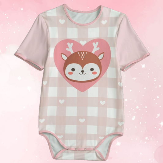 Pink Plaid Reindeer Adult Unisex Onesie