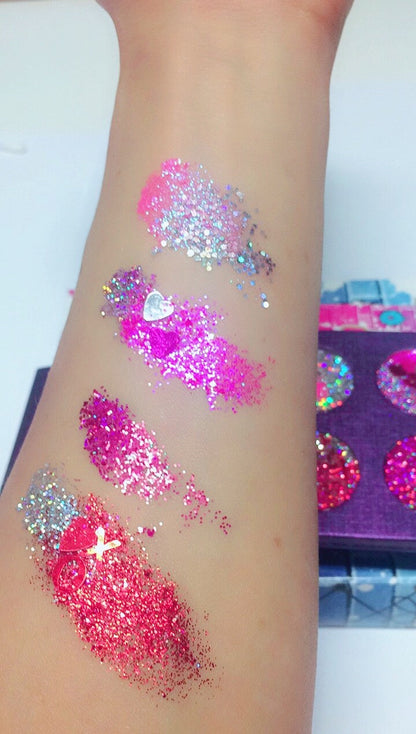 "TRUE LOVE HEARTS" Pressed Glitter Quad!