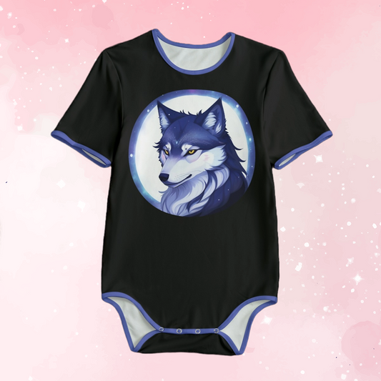 Black Blue Wolf Adult Unisex Onesie