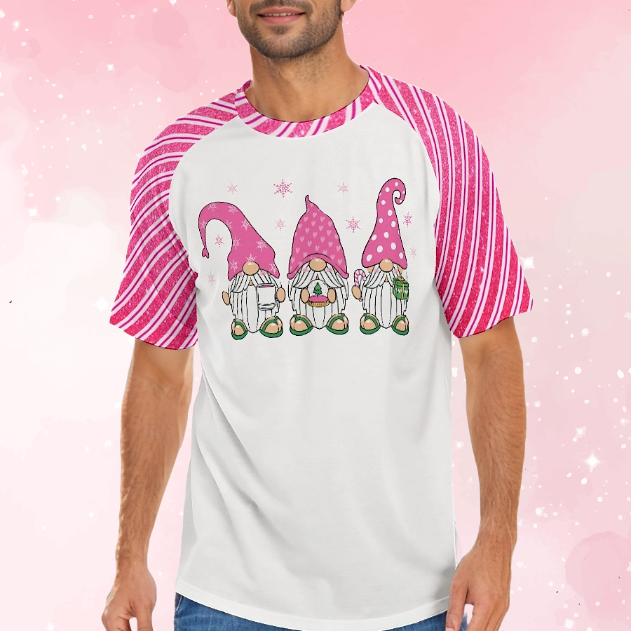 Pink Gnome Candy Cane Unisex Graphic Tee