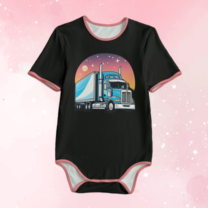 Semi Truck Black Adult Unisex Onesie