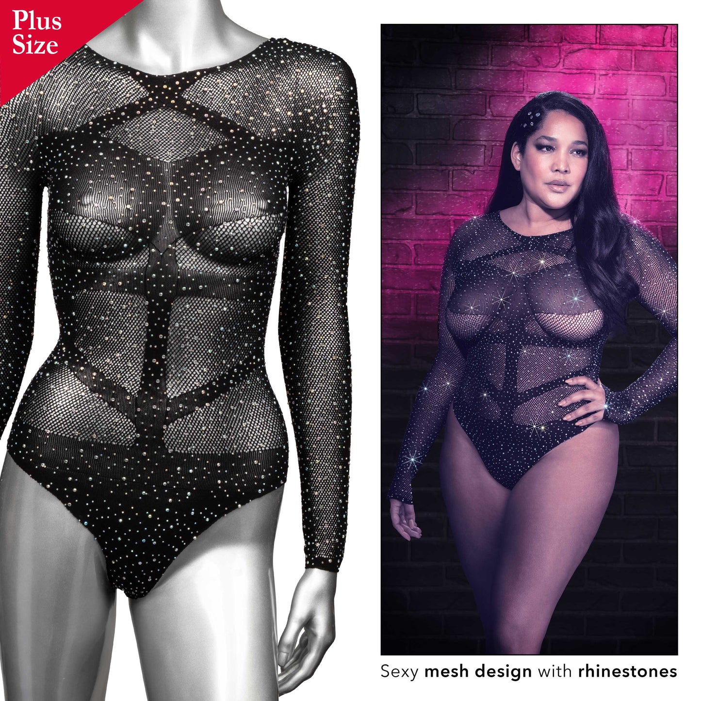 Radiance Long Sleeve Bodysuit - Queen - Black
