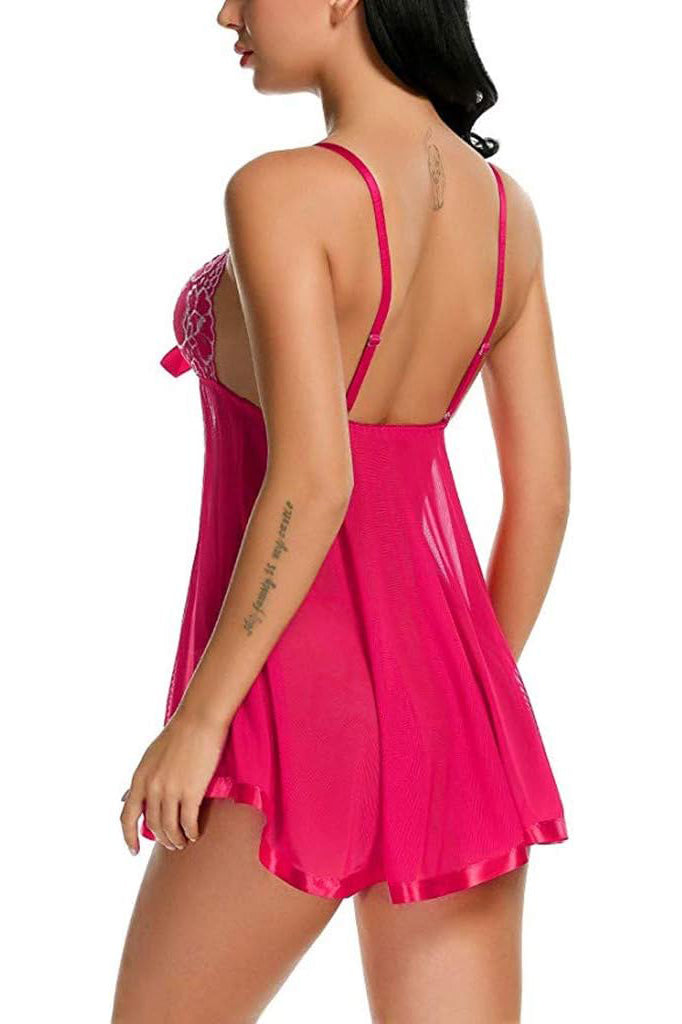 Flirty Bow Lace Cup Babydoll