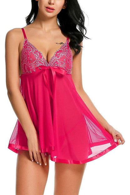 Flirty Bow Lace Cup Babydoll