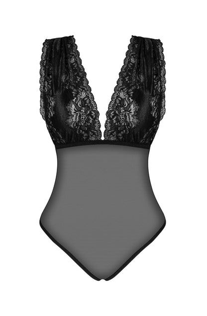 Veronica Lace and Tulle Teddy (Black)