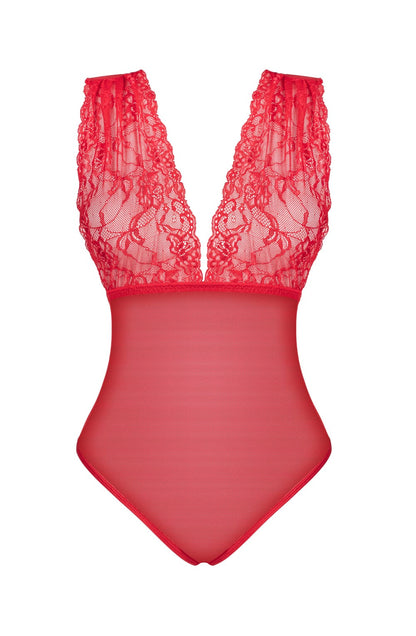 Veronica Lace and Tulle Teddy (Red)