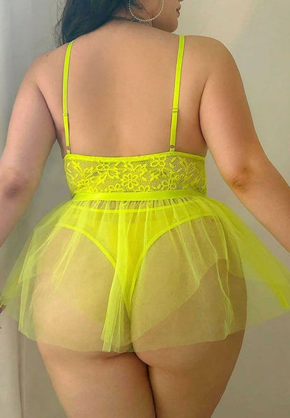 Honey Lace Babydoll Set (Plus Size)