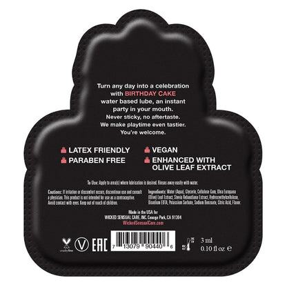 Wicked Sensual Aqua Flavored Birthday Cake Foil Pack 3ML