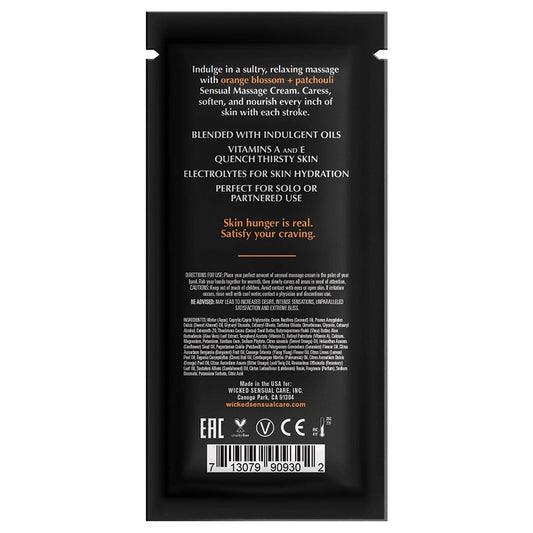 Wicked Sensual Massage Cream-Orange Blossom + Patchouli Scented 10ml