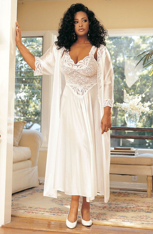 Bridal Gown Stretch Lace Long Gown (White)