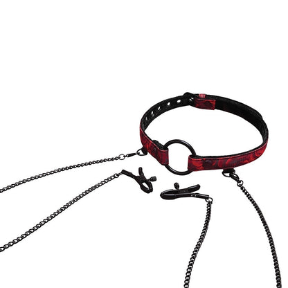 Secret Kisses Rosegasm Open Mouth Gag with Removeable Nipple Clips