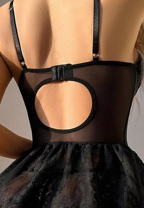 Sultry Front Lace-Up Lingerie Dress