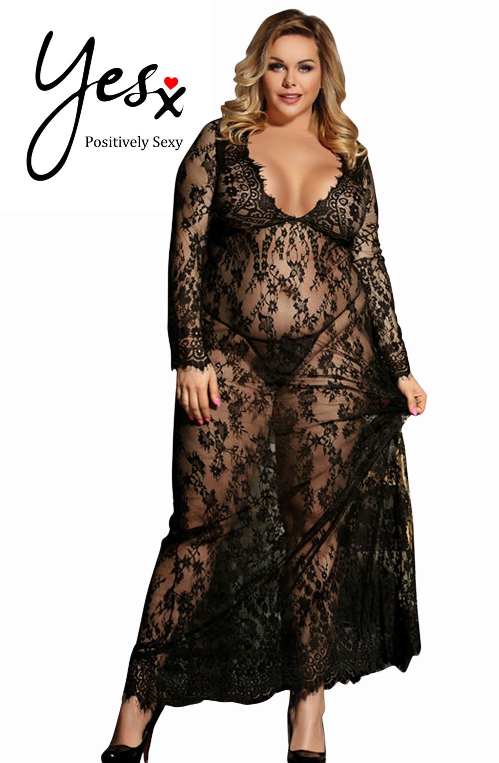 Elegant Long Gown and Thong Set