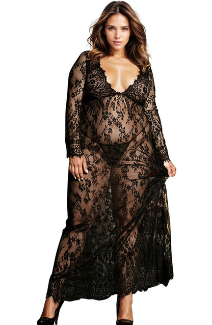 Elegant Long Gown and Thong Set