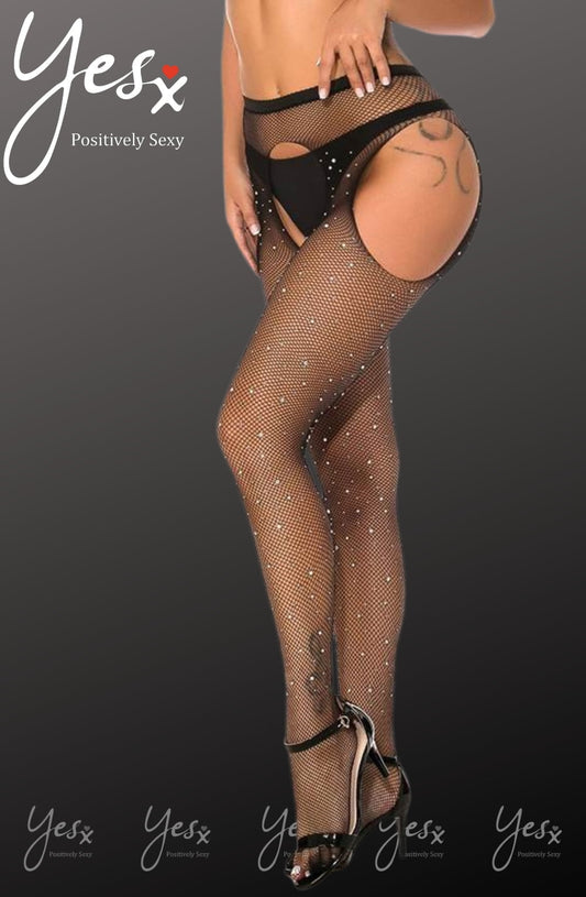 Sparkly Fishnet Tights (Black)