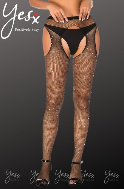 Sparkly Fishnet Tights (Black)