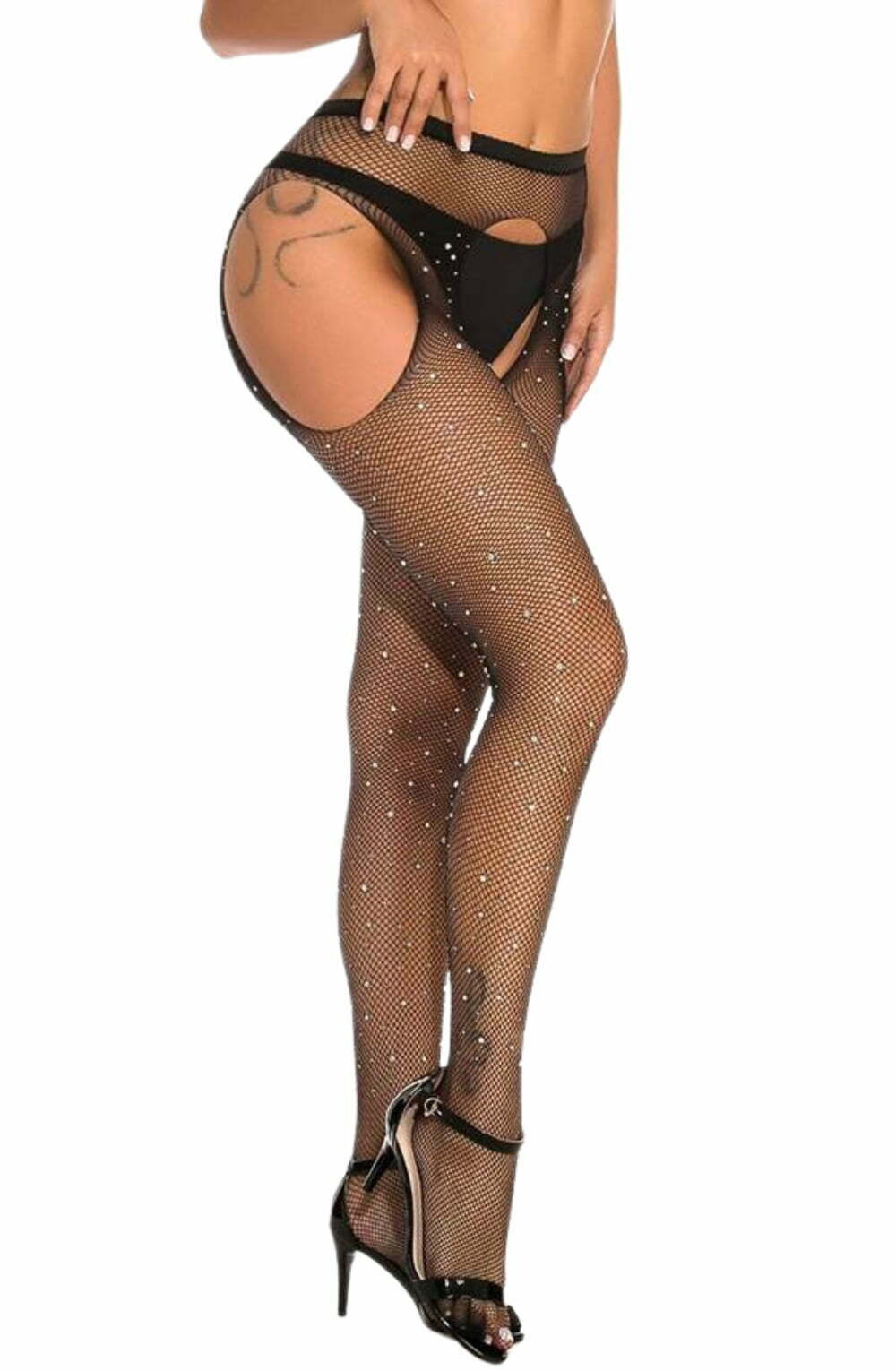 Sparkly Fishnet Tights (Black)