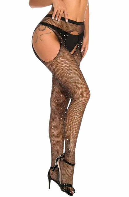 Sparkly Fishnet Tights (Black)