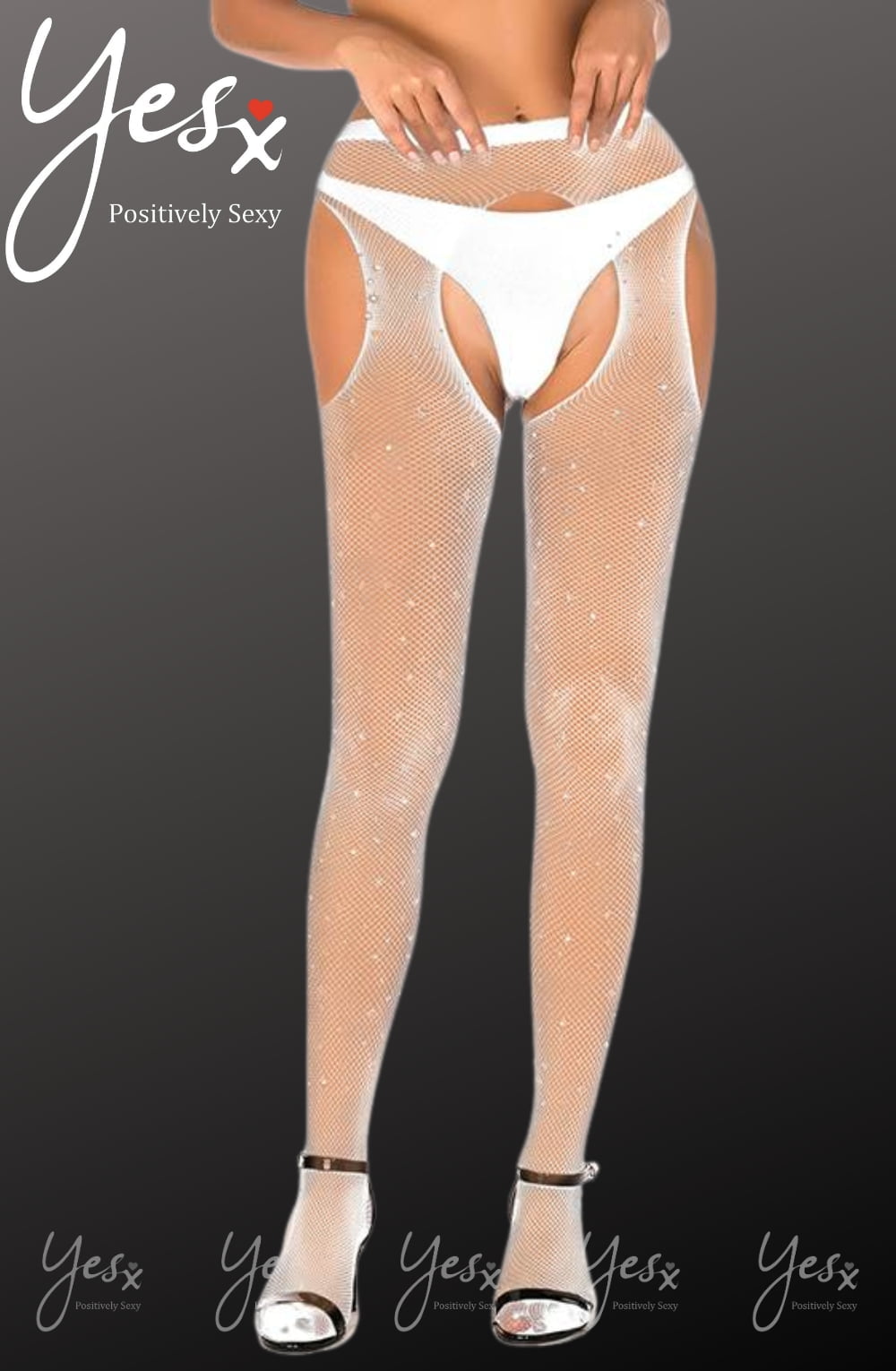 Sparkly Fishnet Tights (White)