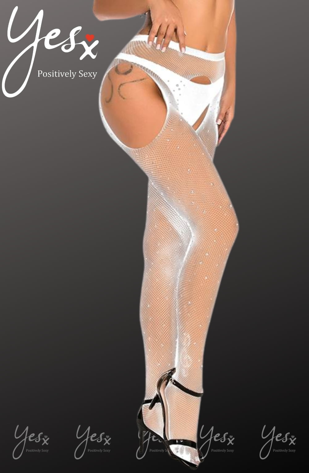 Sparkly Fishnet Tights (White)