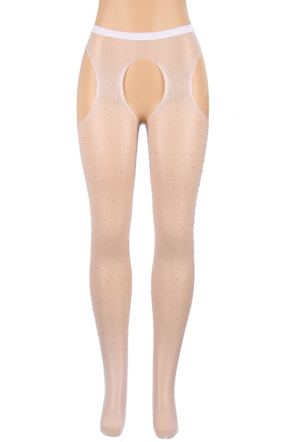 Sparkly Fishnet Tights (White)