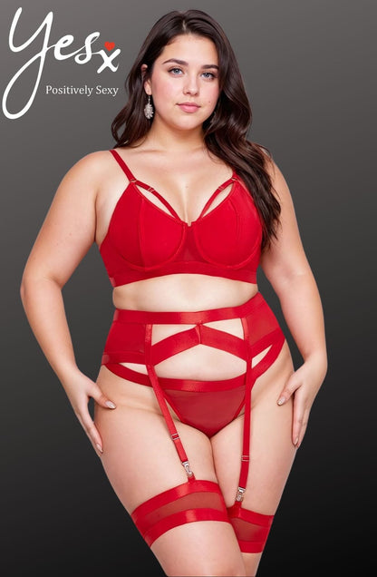 Bondage Garter Bra Set Up to 2XL