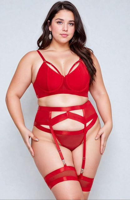 Bondage Garter Bra Set Up to 2XL