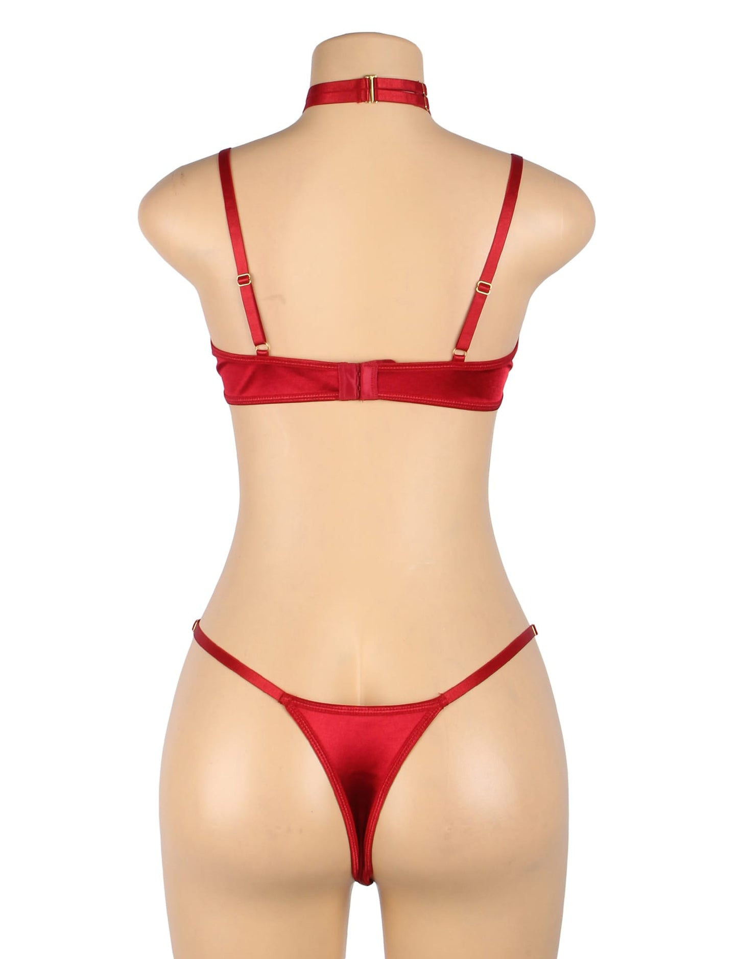 Hollow Cut Halter Bra Set