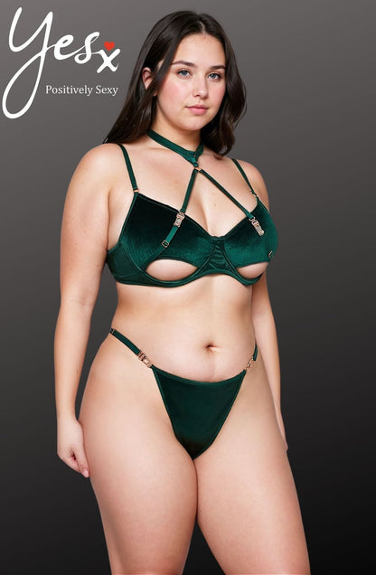 Hollow Cut Halter Bra Set