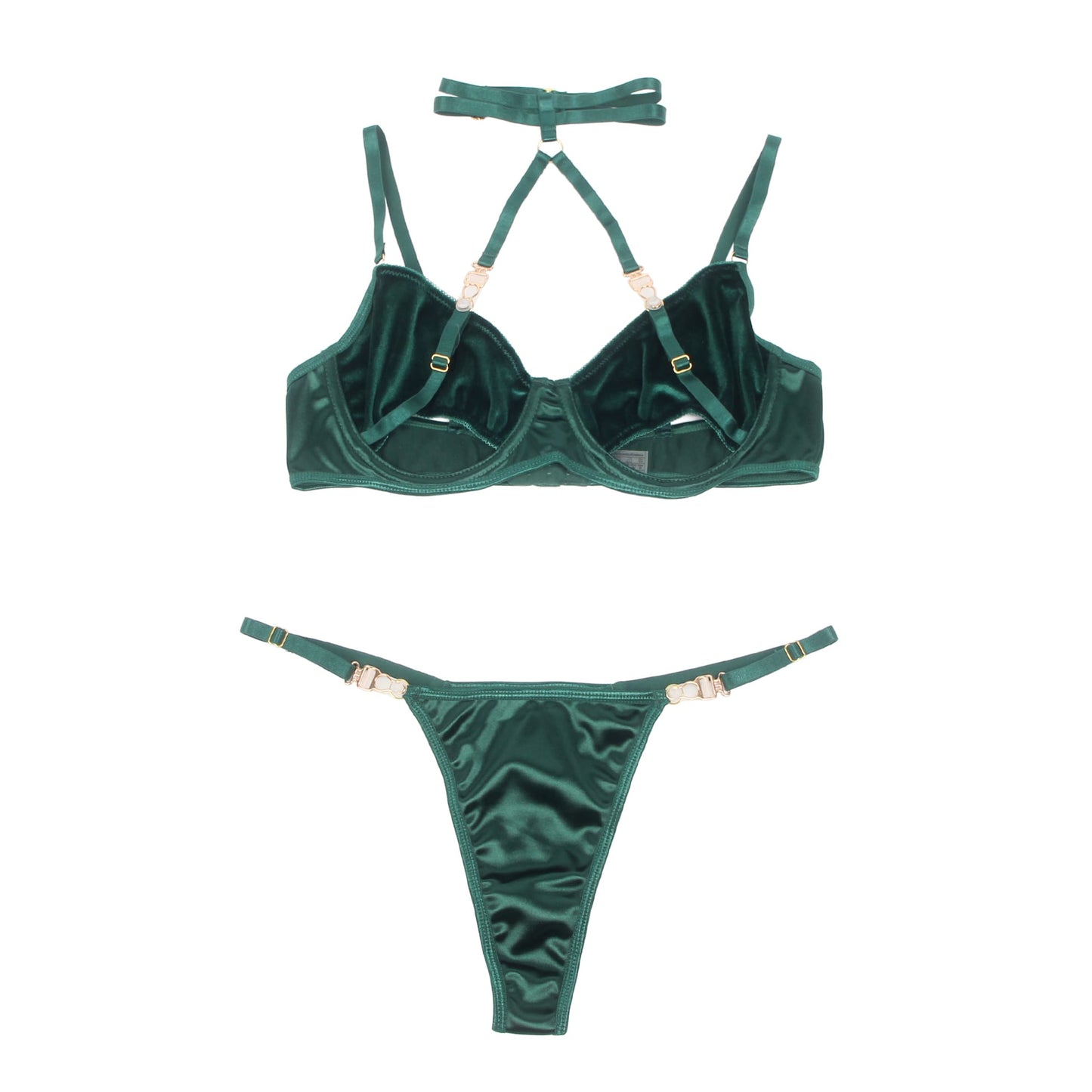 Hollow Cut Halter Bra Set