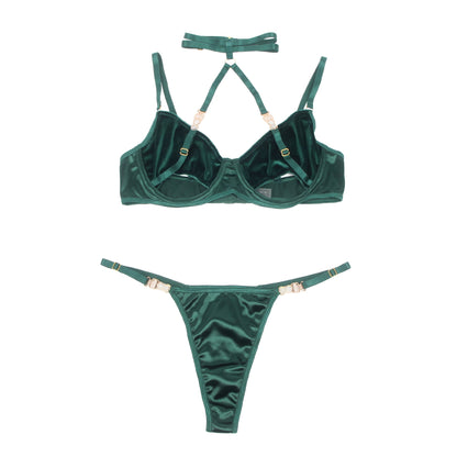 Hollow Cut Halter Bra Set