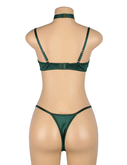 Hollow Cut Halter Bra Set